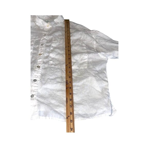 Cynthia Rowley Womens White Linen Button-Down Shirt With Long Sleeves & Front Po - Picture 5 of 6